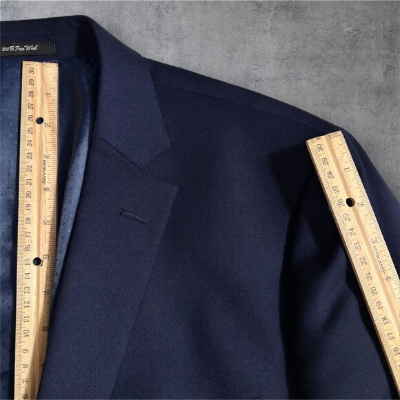 MANTONI Mens Navy Blazer 46R Virgin Wool Sport Coat Two Button 2-Vent Jacket - Picture 10 of 12